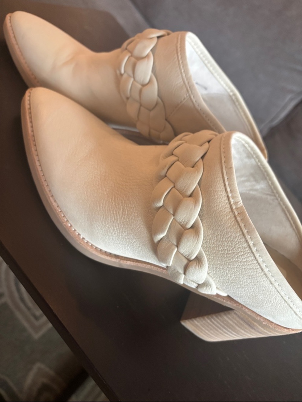 Dolce Vita Cream Braided Leather Mule Slides - Picture 2 of 3